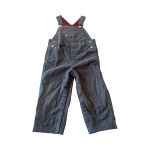 Vtg Gymboree 18-24M Gray Insulated Overalls Embroidered Trains